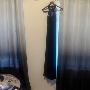 Navy blue backless formal dress
